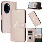 For Honor 100 Pro Triangle Pattern Buckle Clasp Leather Phone Case(Rose Gold) - 1