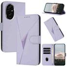 For Honor 200 Global Triangle Pattern Buckle Clasp Leather Phone Case(Light Purple) - 1