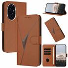 For Honor 200 Pro Global Triangle Pattern Buckle Clasp Leather Phone Case(Brown) - 1