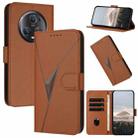 For Honor Magic5 Pro Triangle Pattern Buckle Clasp Leather Phone Case(Brown) - 1