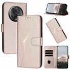 For Honor Magic5 Pro Triangle Pattern Buckle Clasp Leather Phone Case(Rose Gold) - 1