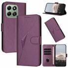 For Honor X6a / X6b Global Triangle Pattern Buckle Clasp Leather Phone Case(Dark Purple) - 1