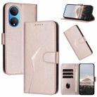 For Honor X7 4G / Play 30 Plus Triangle Pattern Buckle Clasp Leather Phone Case(Rose Gold) - 1