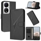 For Honor X7b 5G Triangle Pattern Buckle Clasp Leather Phone Case(Black) - 1