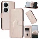 For Honor X7b 5G Triangle Pattern Buckle Clasp Leather Phone Case(Rose Gold) - 1