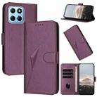 For Honor X8 5G Triangle Pattern Buckle Clasp Leather Phone Case(Dark Purple) - 1