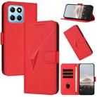 For Honor X8 5G Triangle Pattern Buckle Clasp Leather Phone Case(Red) - 1