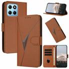 For Honor X8 5G Triangle Pattern Buckle Clasp Leather Phone Case(Brown) - 1