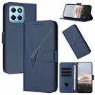 For Honor X8 5G Triangle Pattern Buckle Clasp Leather Phone Case(Royal Blue) - 1