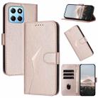 For Honor X8 5G Triangle Pattern Buckle Clasp Leather Phone Case(Rose Gold) - 1