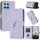 For Honor X8 5G Triangle Pattern Buckle Clasp Leather Phone Case(Light Purple) - 1