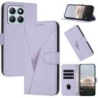 For Honor X8b Triangle Pattern Buckle Clasp Leather Phone Case(Light Purple) - 1