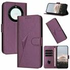 For Honor X9a / Magic5 Lite / X40 Triangle Pattern Buckle Clasp Leather Phone Case(Dark Purple) - 1