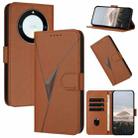 For Honor X9a / Magic5 Lite / X40 Triangle Pattern Buckle Clasp Leather Phone Case(Brown) - 1