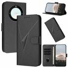 For Honor X9a / Magic5 Lite / X40 Triangle Pattern Buckle Clasp Leather Phone Case(Black) - 1