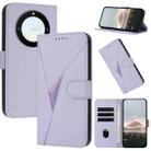 For Honor X9a / Magic5 Lite / X40 Triangle Pattern Buckle Clasp Leather Phone Case(Light Purple) - 1