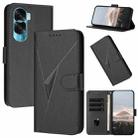 For Honor X50i / Honor 90 Lite Triangle Pattern Buckle Clasp Leather Phone Case(Black) - 1