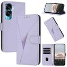 For Honor X50i / Honor 90 Lite Triangle Pattern Buckle Clasp Leather Phone Case(Light Purple) - 1