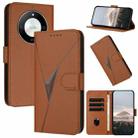 For Honor X50 / Honor X9b Triangle Pattern Buckle Clasp Leather Phone Case(Brown) - 1