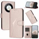 For Honor X50 / Honor X9b Triangle Pattern Buckle Clasp Leather Phone Case(Rose Gold) - 1