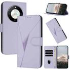 For Honor X50 / Honor X9b Triangle Pattern Buckle Clasp Leather Phone Case(Light Purple) - 1