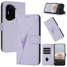 For Honor 300 Pro / Honor 300 Ultra Triangle Pattern Buckle Clasp Leather Phone Case(Light Purple) - 1