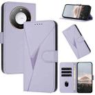 For Honor X60 / X9c Smart Triangle Pattern Buckle Clasp Leather Phone Case(Light Purple) - 1