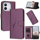 For Honor 400 Lite Triangle Pattern Buckle Clasp Leather Phone Case(Dark Purple) - 1