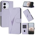 For Honor 400 Lite Triangle Pattern Buckle Clasp Leather Phone Case(Light Purple) - 1
