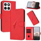 For Honor X8c 4G Triangle Pattern Buckle Clasp Leather Phone Case(Red) - 1