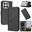 For Honor X8c 4G Triangle Pattern Buckle Clasp Leather Phone Case(Black) - 1
