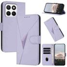 For Honor X8c 4G Triangle Pattern Buckle Clasp Leather Phone Case(Light Purple) - 1