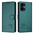 For Boost Mobile Celero 5G 2024 Cat Rat Embossed RFID Leather Phone Case with Lanyard(Peacock Green) - 2