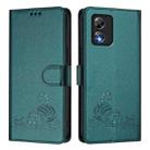 For Boost Mobile Celero 5G SC Cat Rat Embossed RFID Leather Phone Case with Lanyard(Peacock Green) - 2