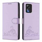 For Boost Mobile Celero 5G SC Cat Rat Embossed RFID Leather Phone Case with Lanyard(Purple) - 2