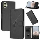 For Samsung Galaxy A05 Triangle Pattern Buckle Clasp Leather Phone Case(Black) - 1