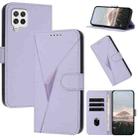 For Samsung Galaxy A22 4G Triangle Pattern Buckle Clasp Leather Phone Case(Light Purple) - 1