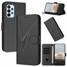 For Samsung Galaxy A23 4G Triangle Pattern Buckle Clasp Leather Phone Case(Black) - 1