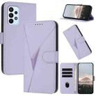 For Samsung Galaxy A23 4G Triangle Pattern Buckle Clasp Leather Phone Case(Light Purple) - 1