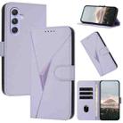 For Samsung Galaxy A55 5G Triangle Pattern Buckle Clasp Leather Phone Case(Light Purple) - 1