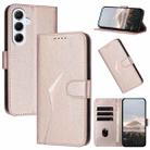 For Samsung Galaxy A56 5G Triangle Pattern Buckle Clasp Leather Phone Case(Rose Gold) - 1