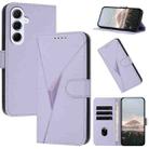 For Samsung Galaxy A56 5G Triangle Pattern Buckle Clasp Leather Phone Case(Light Purple) - 1