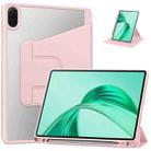 For Honor Pad X8a Tri-Fold Holder Rotation Leather Tablet Case(Pink) - 1