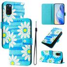 For Samsung Galaxy S20 FE 4G Art Colored Drawing Pattern Leather Phone Case(Blue daisy) - 1