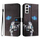 For Samsung Galaxy S21 5G Art Colored Drawing Pattern Leather Phone Case(Butterfly cat) - 2