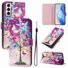 For Samsung Galaxy S21 5G Art Colored Drawing Pattern Leather Phone Case(Butterfly branch) - 1