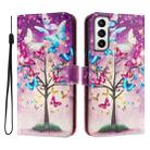 For Samsung Galaxy S21 5G Art Colored Drawing Pattern Leather Phone Case(Butterfly branch) - 2