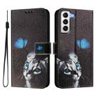 For Samsung Galaxy S21+ 5G Art Colored Drawing Pattern Leather Phone Case(Butterfly cat) - 2