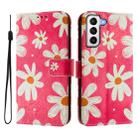 For Samsung Galaxy S21+ 5G Art Colored Drawing Pattern Leather Phone Case(Pink daisy) - 2