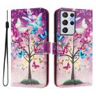 For Samsung Galaxy S21 Ultra 5G Art Colored Drawing Pattern Leather Phone Case(Butterfly branch) - 2